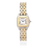 Cartier. A lady's stainless steel and gold quartz bracelet watch Panthère, Ref: 1120, Circ...