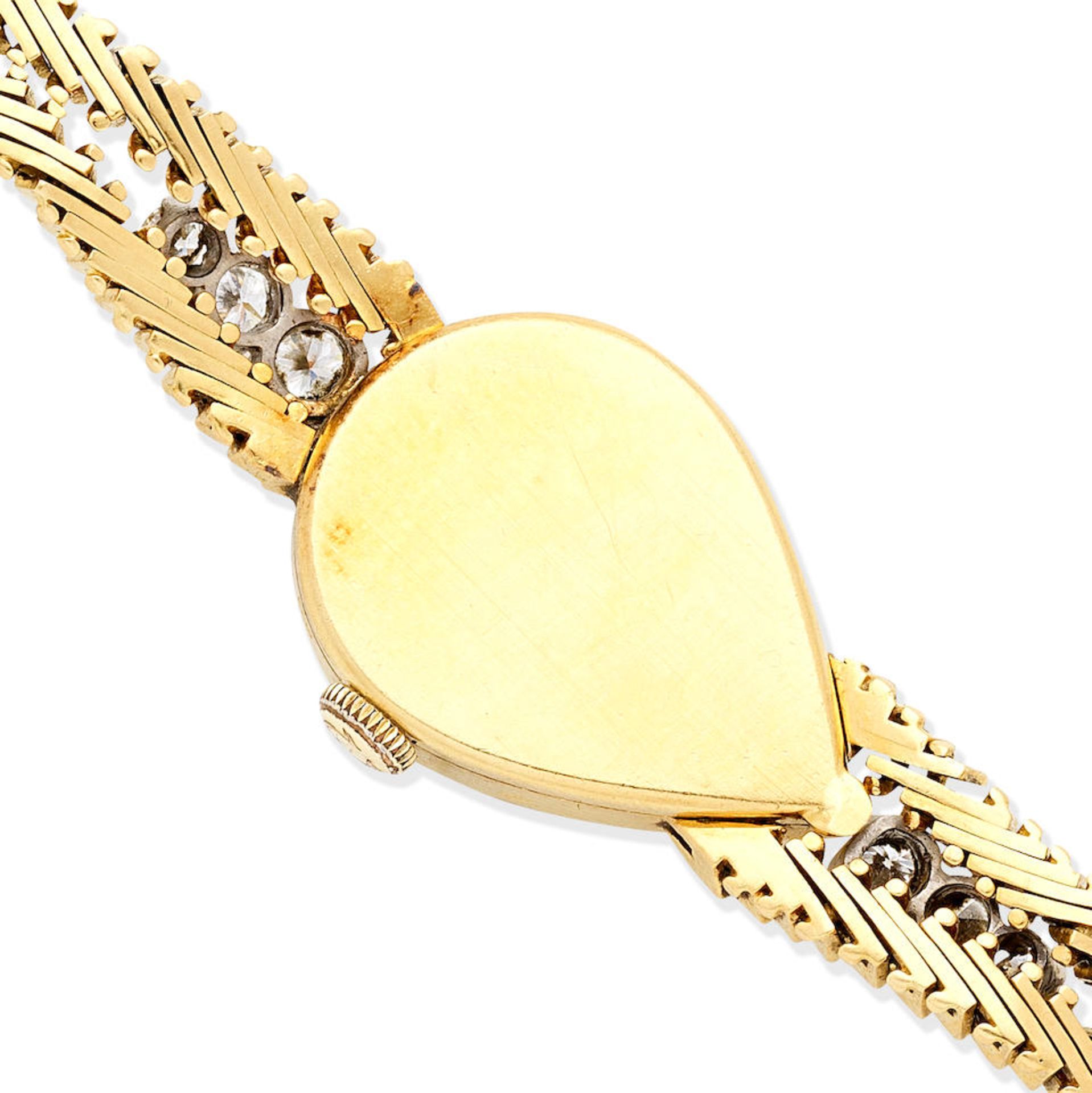 Omega. A lady's 18K gold and diamond set manual wind oval bracelet watch Import mark for London ... - Image 3 of 5