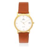 Omega. An 18K gold quartz calendar wristwatch De Ville, Ref: 196.2432, Purchased 23rd January 1999