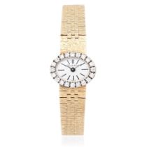 Bueche-Girod. A lady's 9K gold diamond set manual wind bracelet watch London Hallmark for 1967