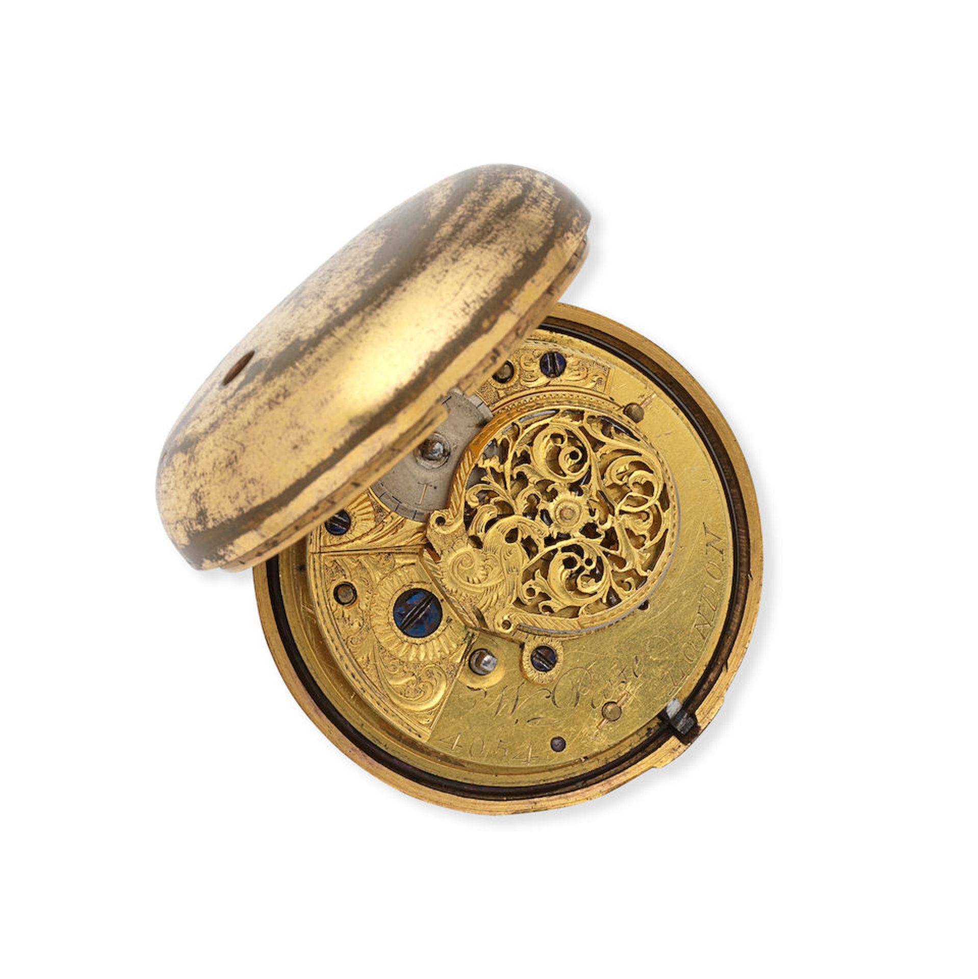 W. Rose, London. A gilt metal and under-painted horn pair case pocket watch Circa 1750 - Bild 3 aus 3