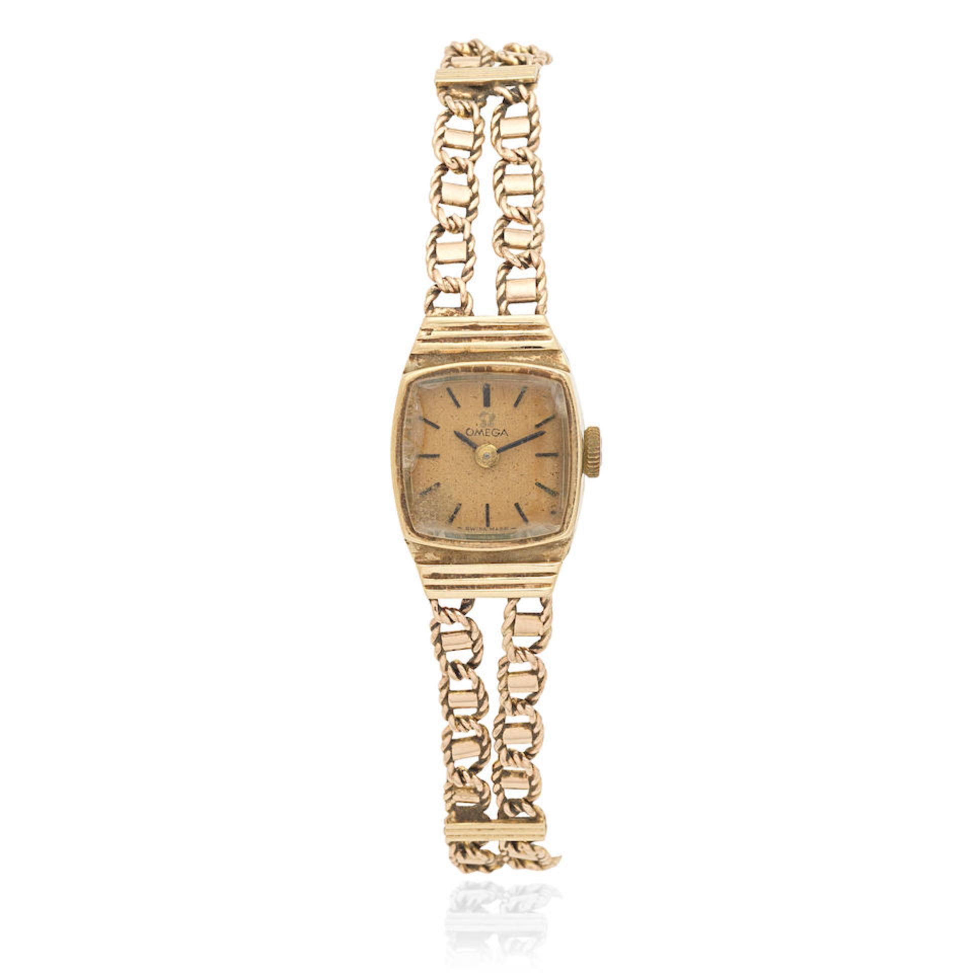 Omega. A lady's 9K gold manual wind bracelet watch Birmingham Hallmark for 1973