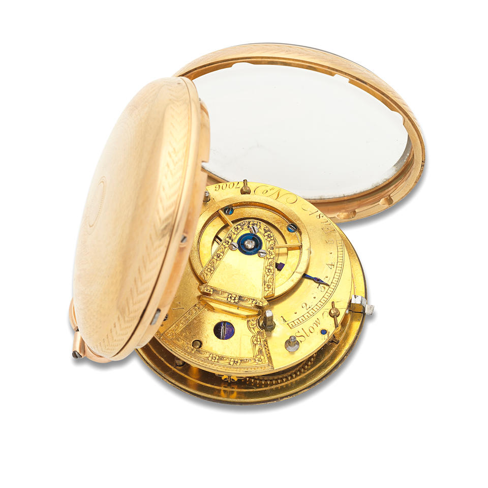 Robert Webb, London. An 18K gold key wind open face pocket watch London Hallmark for 1807 - Image 3 of 3
