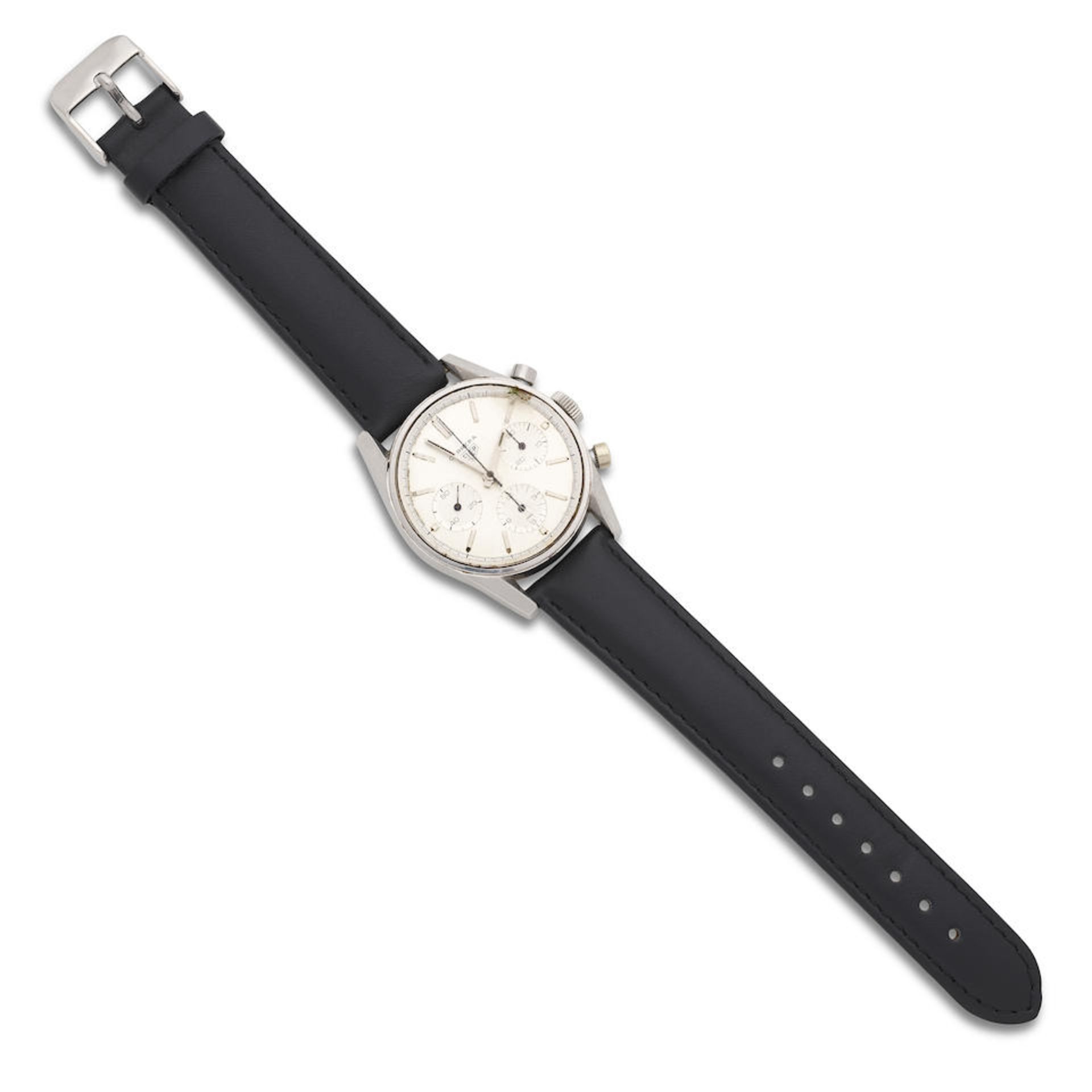 Heuer. A stainless steel manual wind chronograph wristwatch Carrera, Ref: 2447, Circa 1970 - Bild 5 aus 5