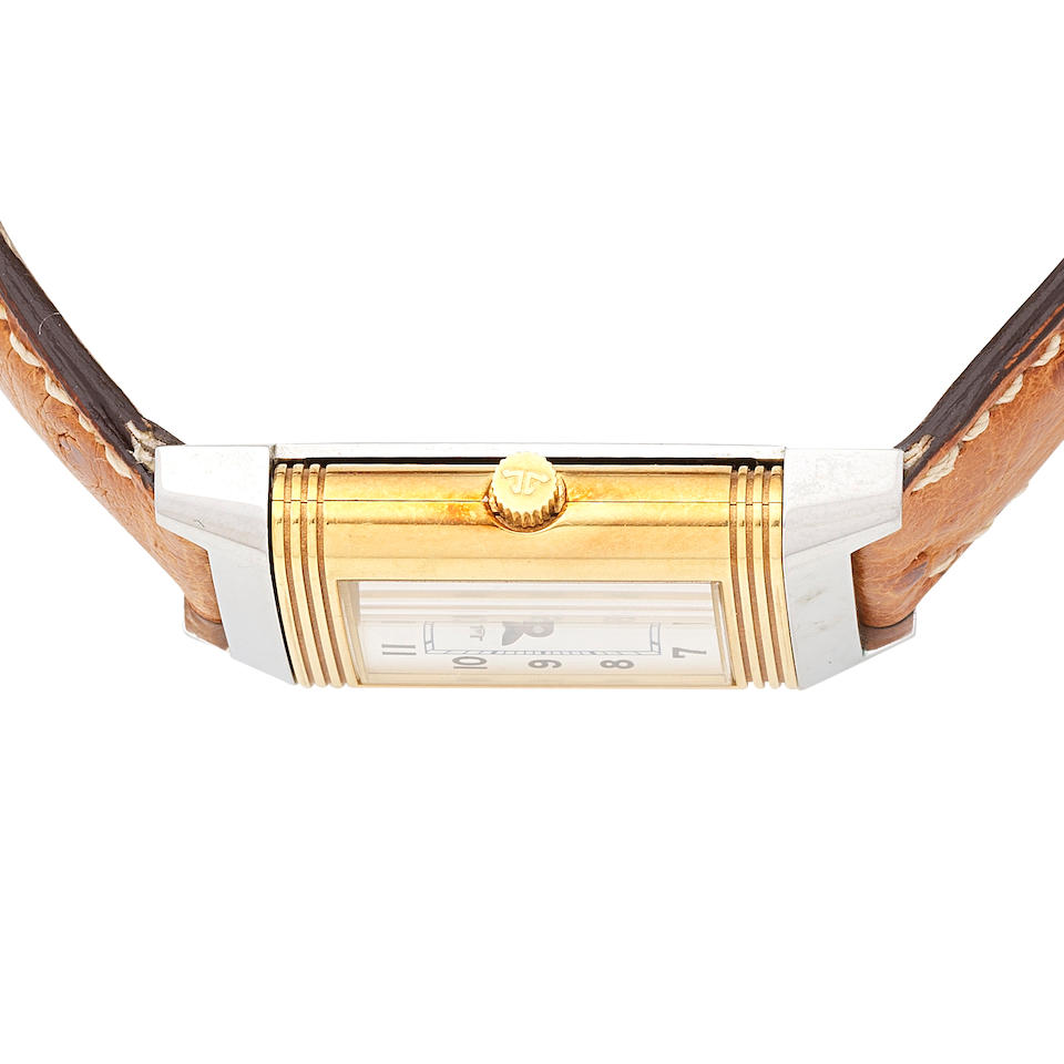 Jaeger-LeCoultre. A lady's stainless steel and gold manual wind reversible rectangular wristwatc... - Image 3 of 5