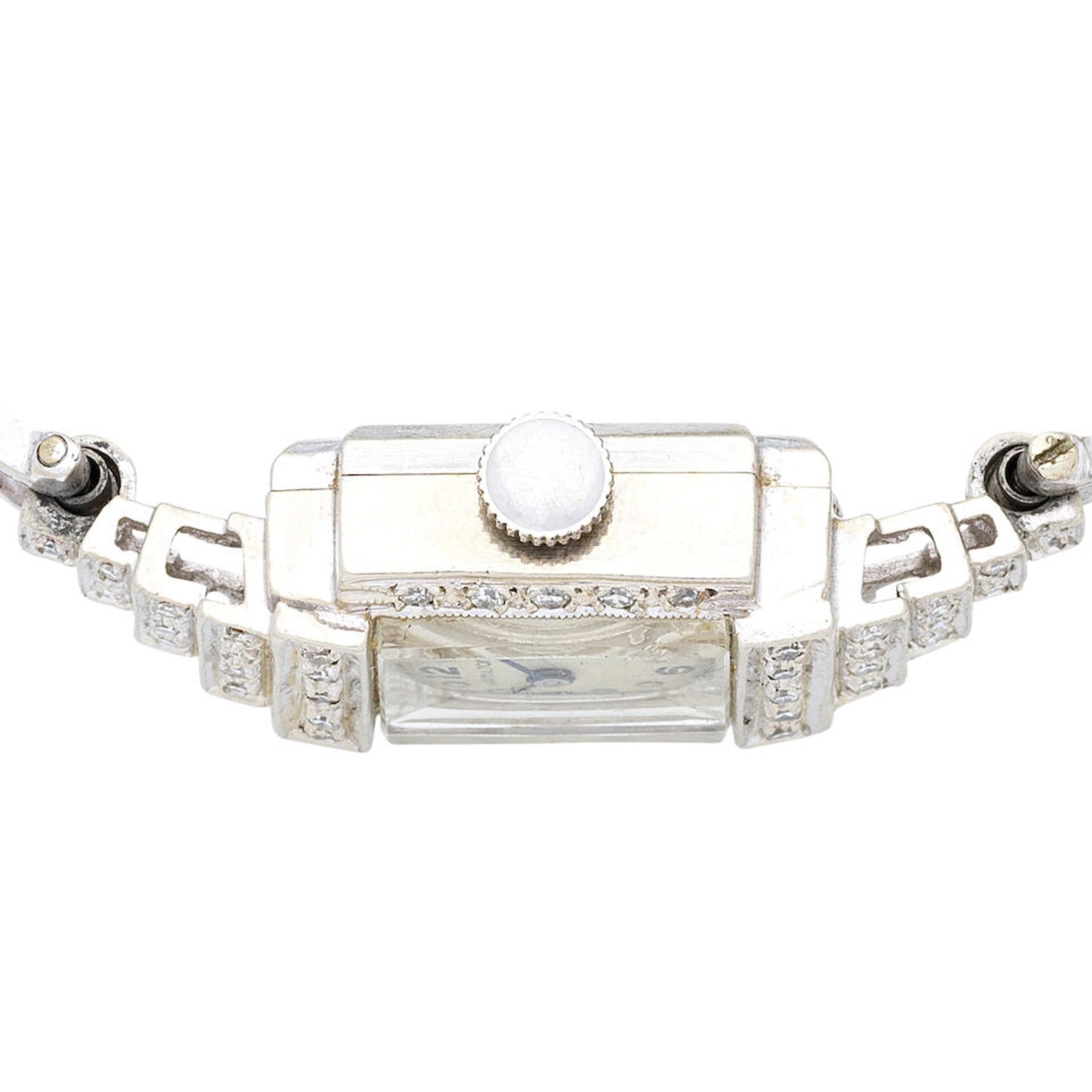 Hamilton. A lady's 14K white gold diamond set manual wind bracelet watch Circa 1950 - Bild 6 aus 7