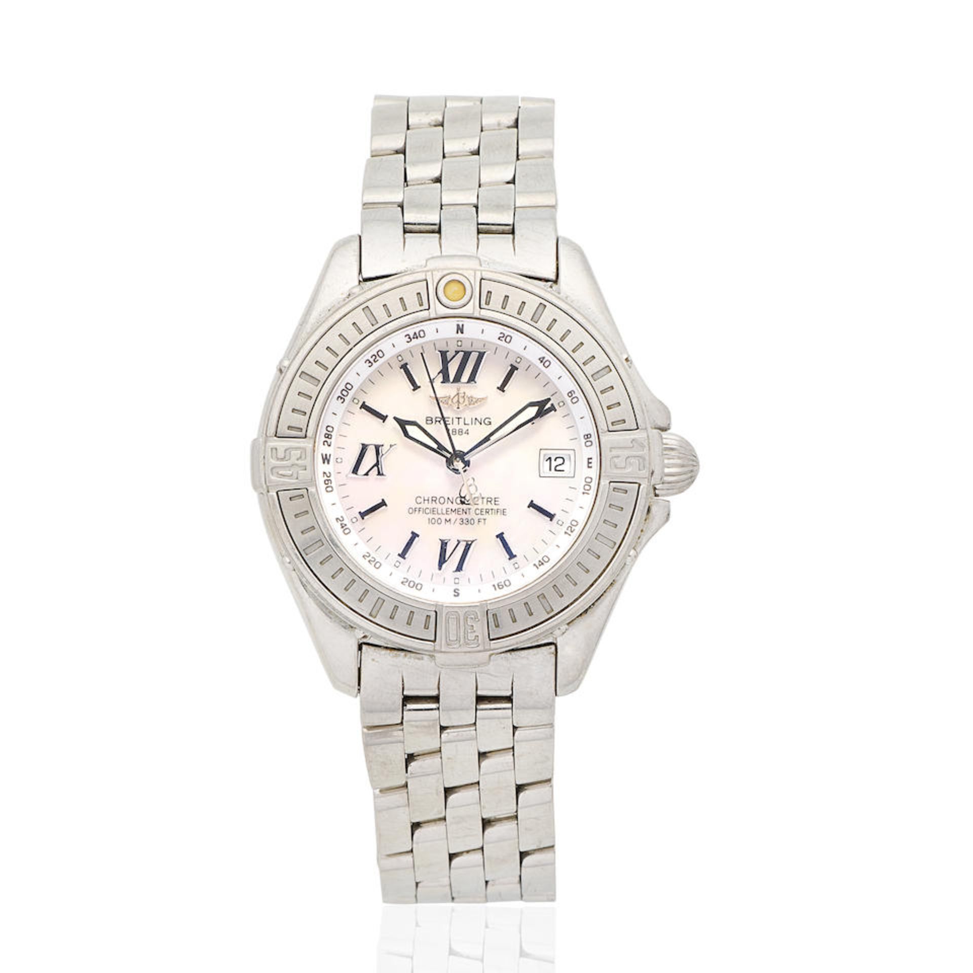 Breitling. A lady's stainless steel calendar bracelet watch Starliner, Ref: A67365,