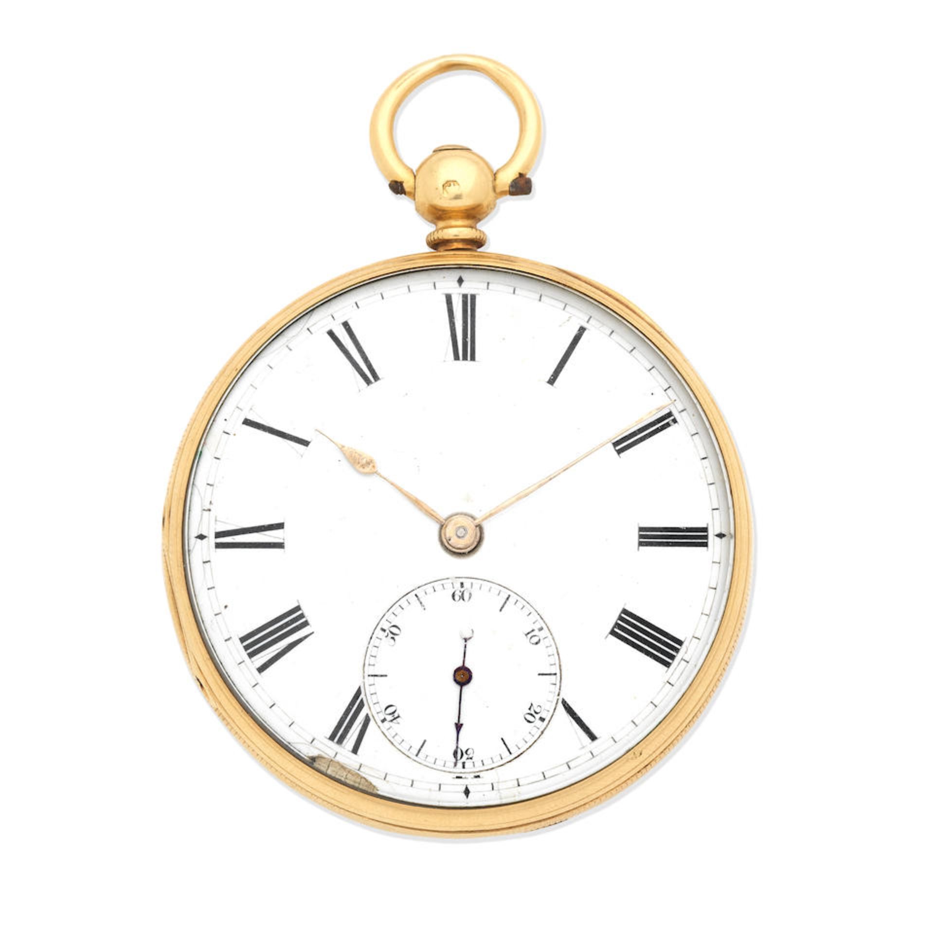 An 18K gold key wind open face pocket watch London Hallmark for 1861