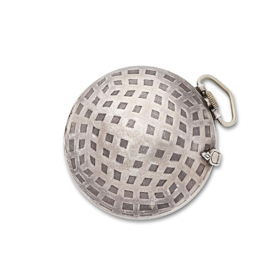 Talis Watch Co. A silver keyless wind full hunter pocket watch in the form of a golf ball Glasgo... - Image 3 of 5