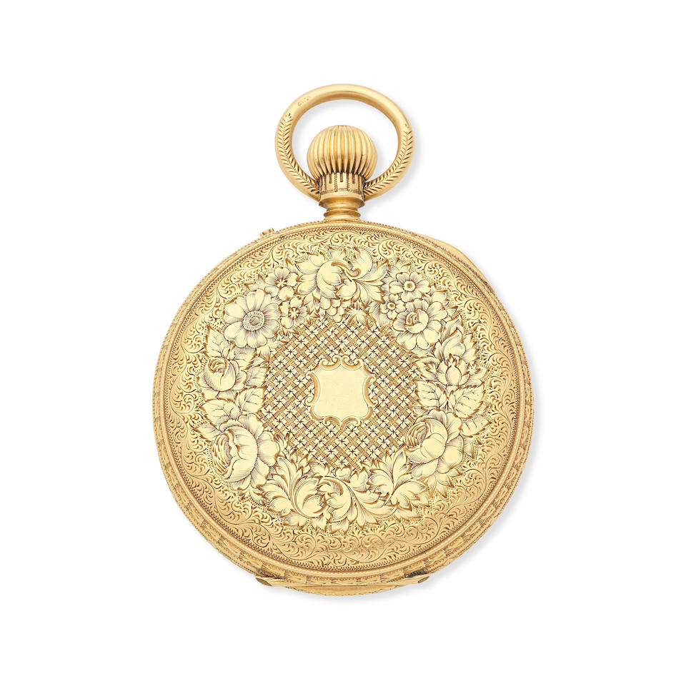 An 18K gold keyless wind open face pocket watch Chester Hallmark for 1877 - Image 2 of 3