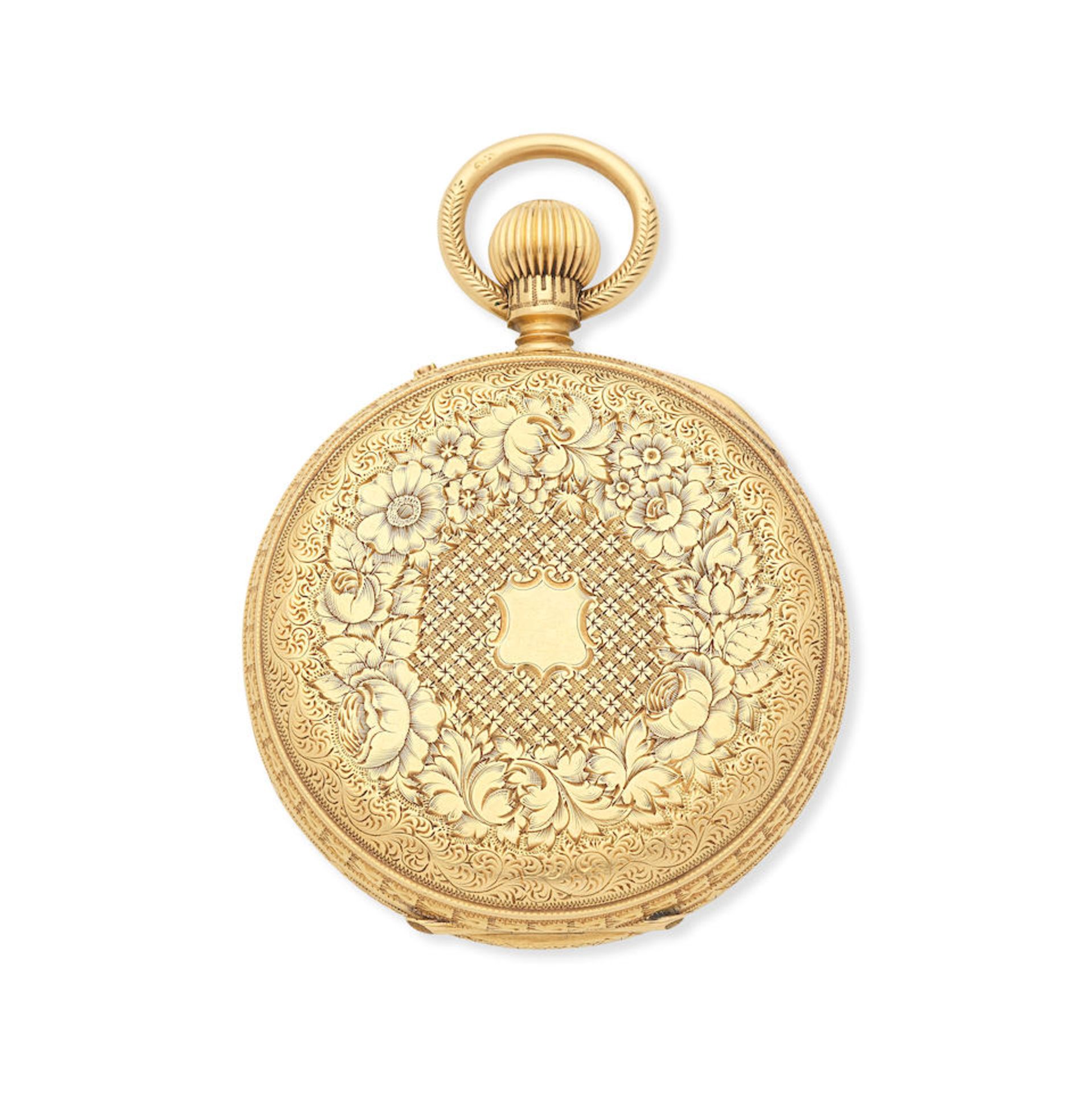 An 18K gold keyless wind open face pocket watch Chester Hallmark for 1877 - Bild 2 aus 3