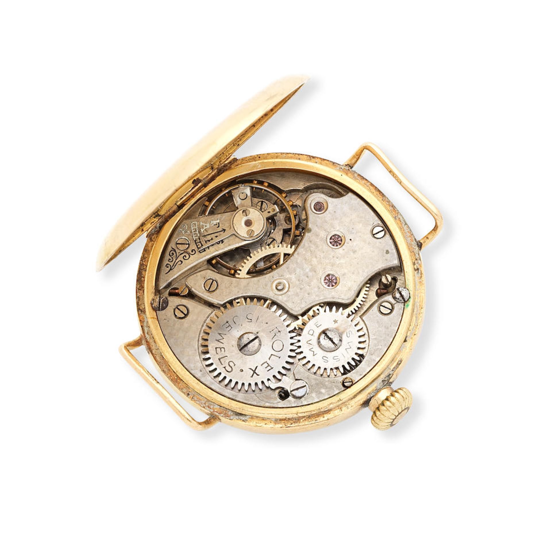 Rolex. An 18K gold manual wind trench style wristwatch Birmingham Hallmark for 1919 - Bild 3 aus 5
