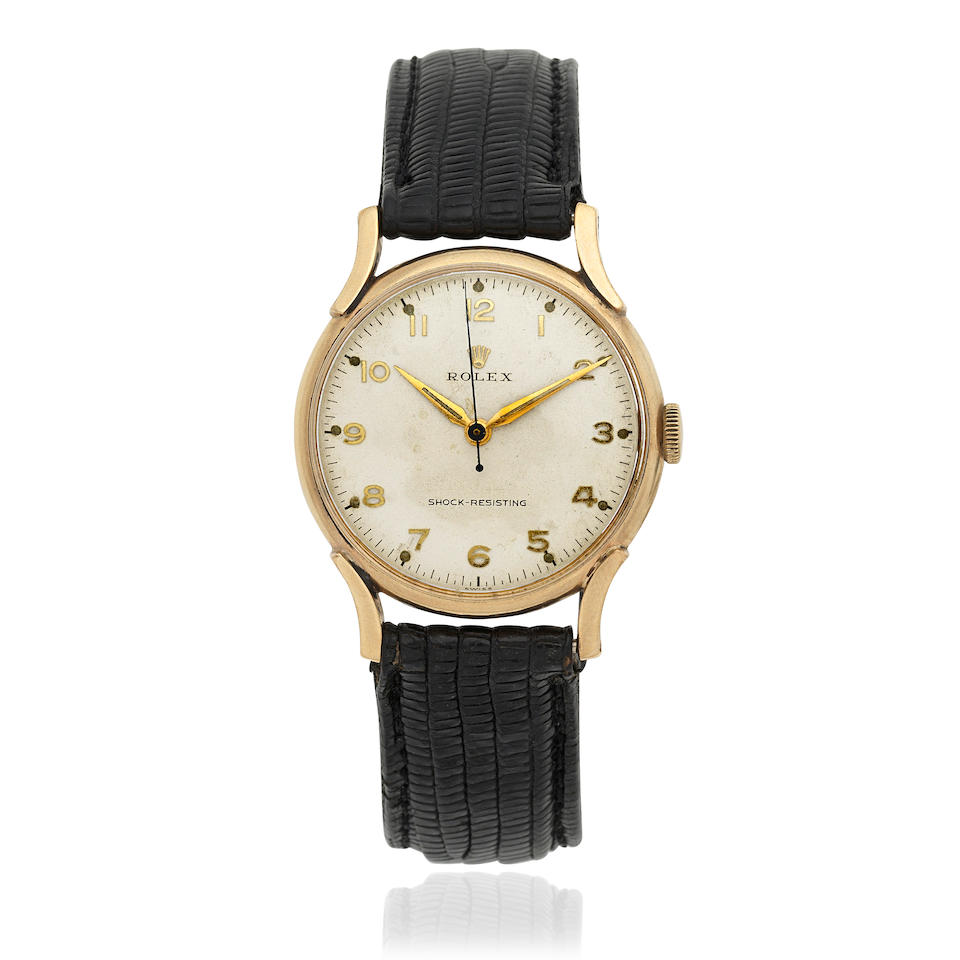 Rolex. A 9K gold manual wind wristwatch Ref: 12857, Birmingham Hallmark for 1954