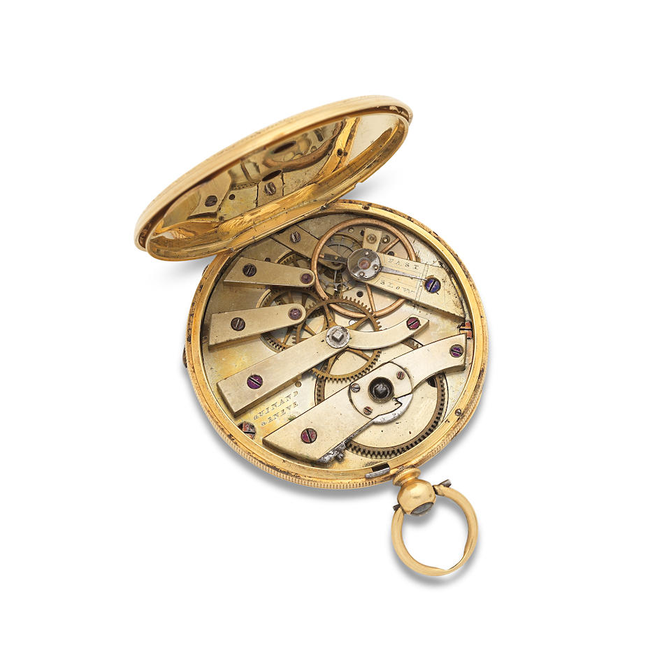 Guinand, Geneve. A continental gold key wind open face pocket watch Circa 1850 - Image 3 of 3