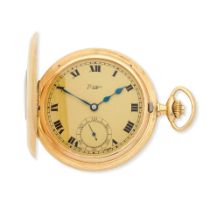 Paul Ditisheim for Mappin. An 18K gold keyless wind half hunter pocket watch London Hallmark for...