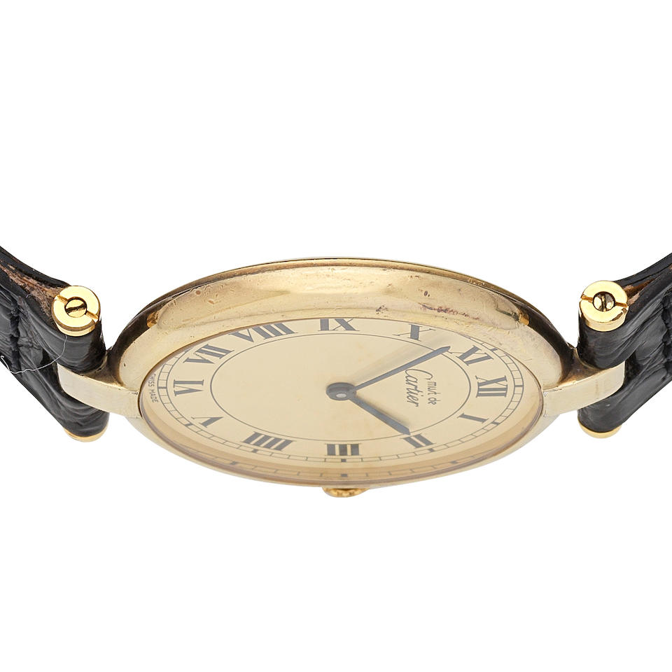 Cartier. A silver gold plated quartz wristwatch Vendome, Purchased 6th April 1985 - Image 2 of 5