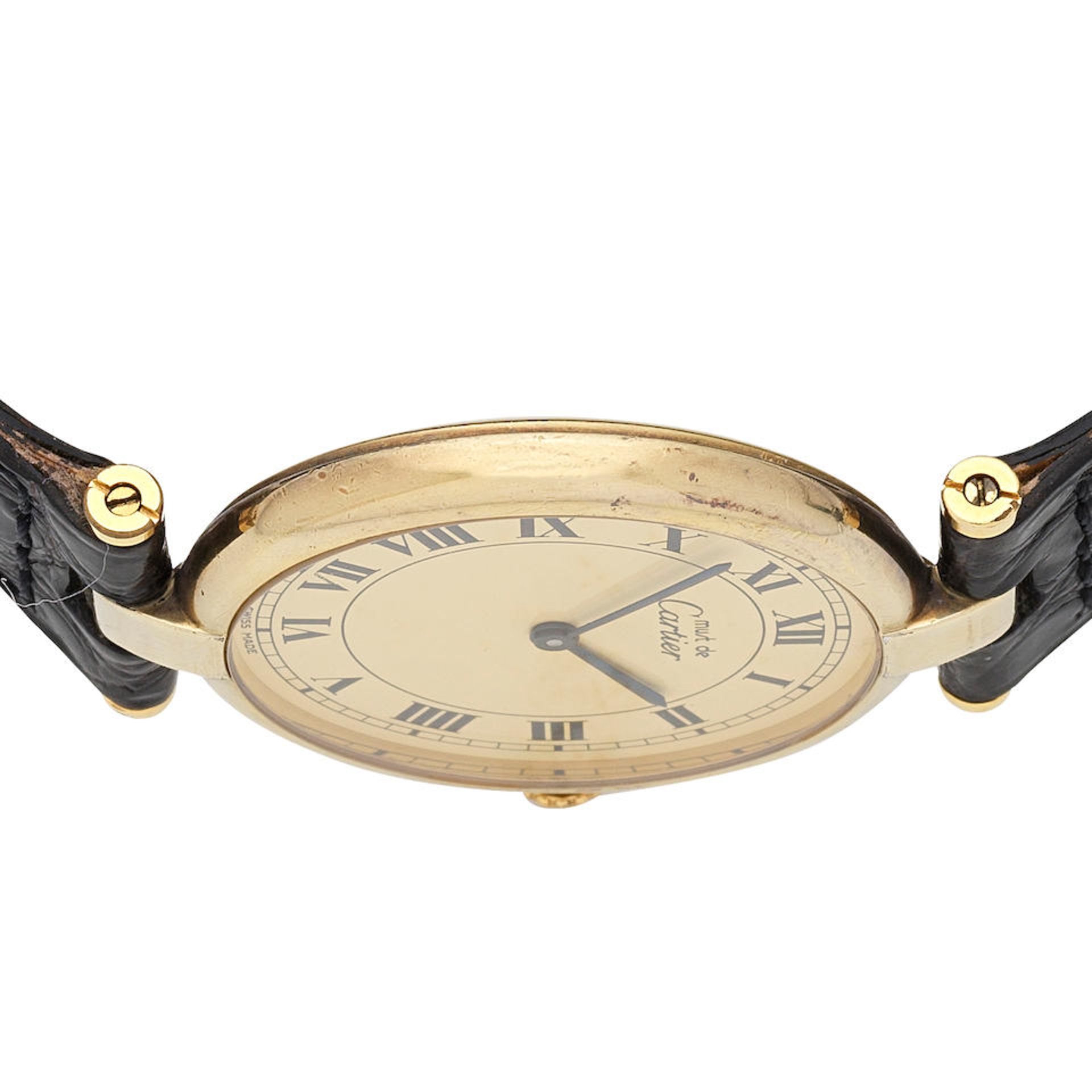 Cartier. A silver gold plated quartz wristwatch Vendome, Purchased 6th April 1985 - Bild 2 aus 5