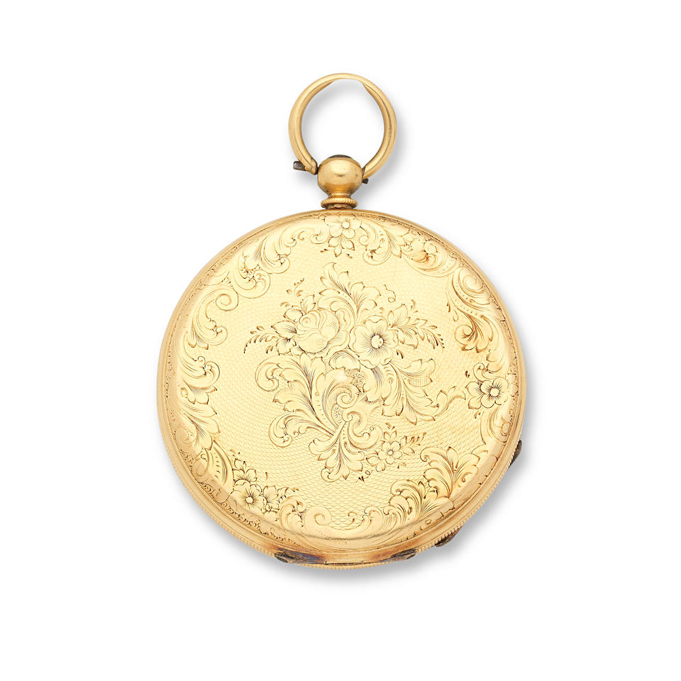 Guinand, Geneve. A continental gold key wind open face pocket watch Circa 1850 - Image 2 of 3