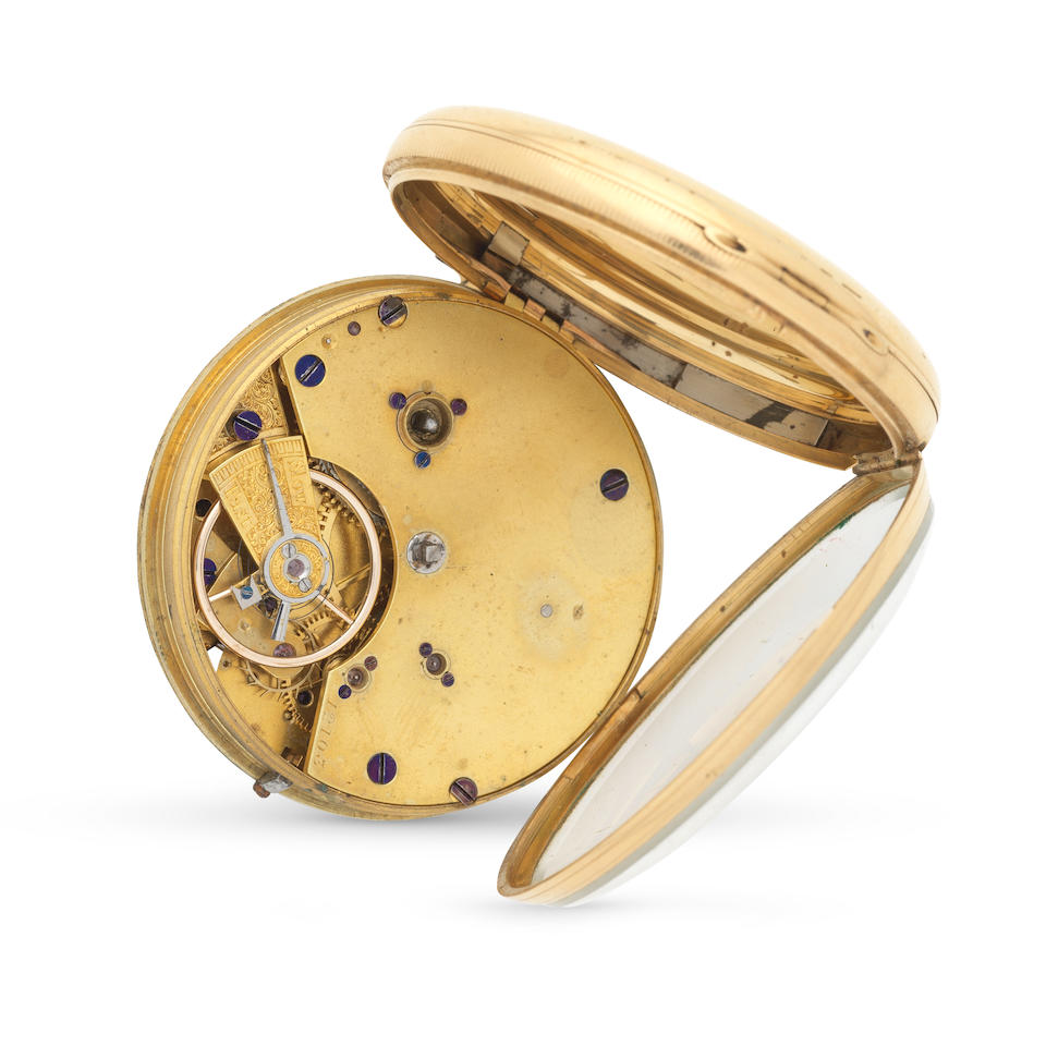 An 18K gold key wind open face pocket watch London Hallmark for 1861 - Image 3 of 3