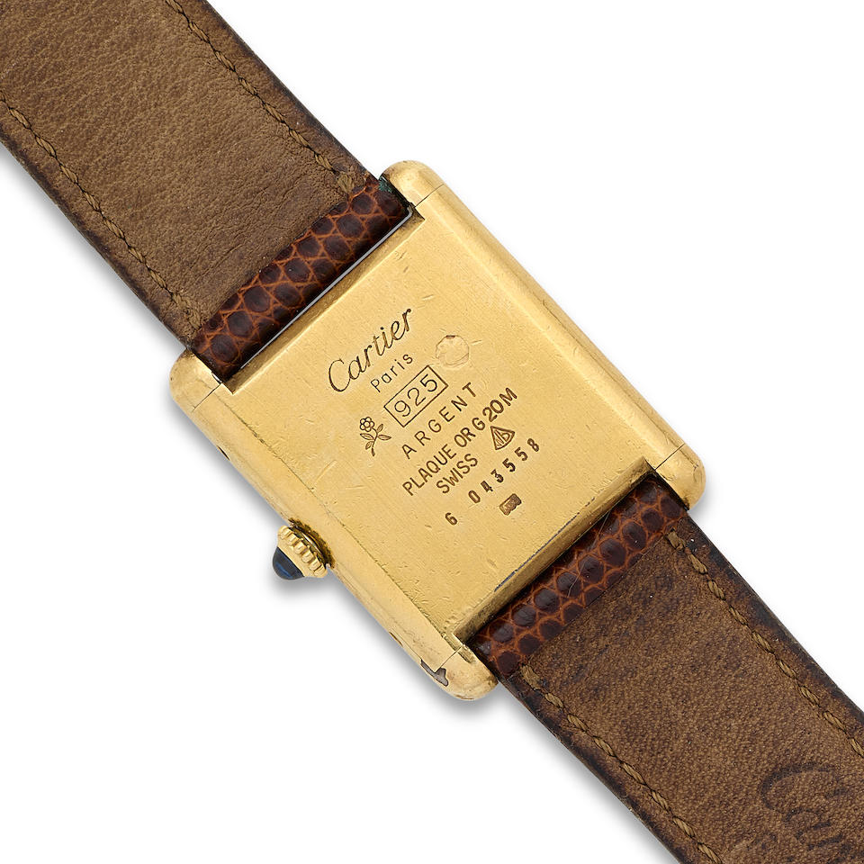 Cartier. A silver gold plated manual wind wristwatch Tank, Must de, Circa 1990 - Image 4 of 4