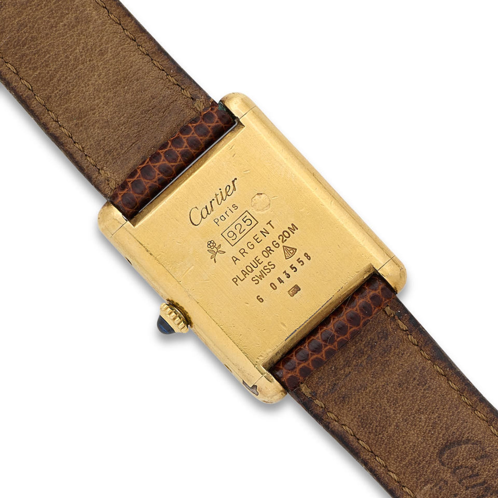 Cartier. A silver gold plated manual wind wristwatch Tank, Must de, Circa 1990 - Bild 4 aus 4