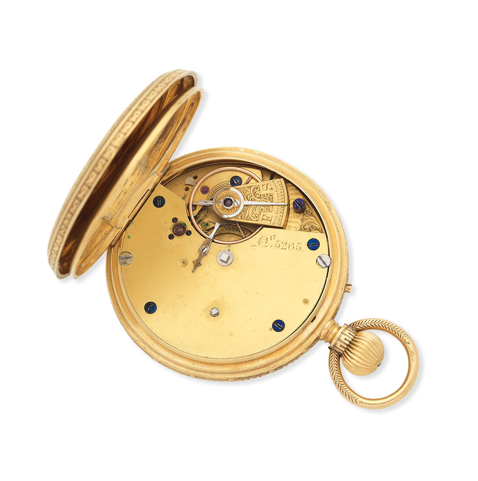 An 18K gold keyless wind open face pocket watch Chester Hallmark for 1877 - Image 3 of 3