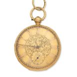 William Davie, Falkirk. An 18K gold key wind open face pocket watch London Hallmark for 1848
