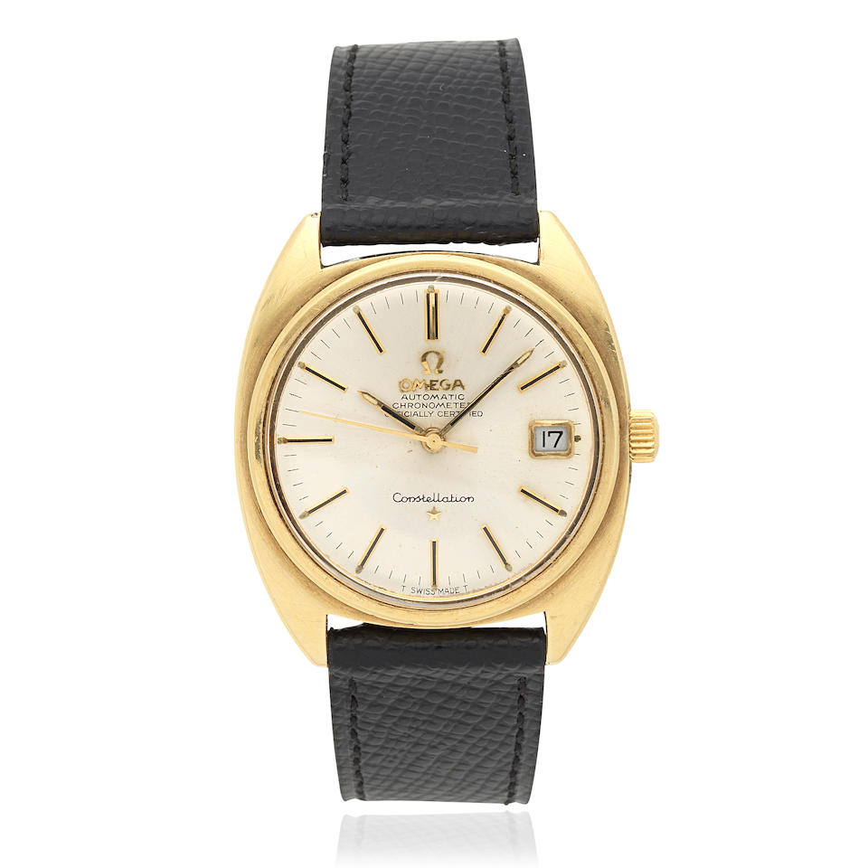 Omega. A gold plated stainless steel automatic calendar wristwatch Constellation, Ref: CD 168.0...