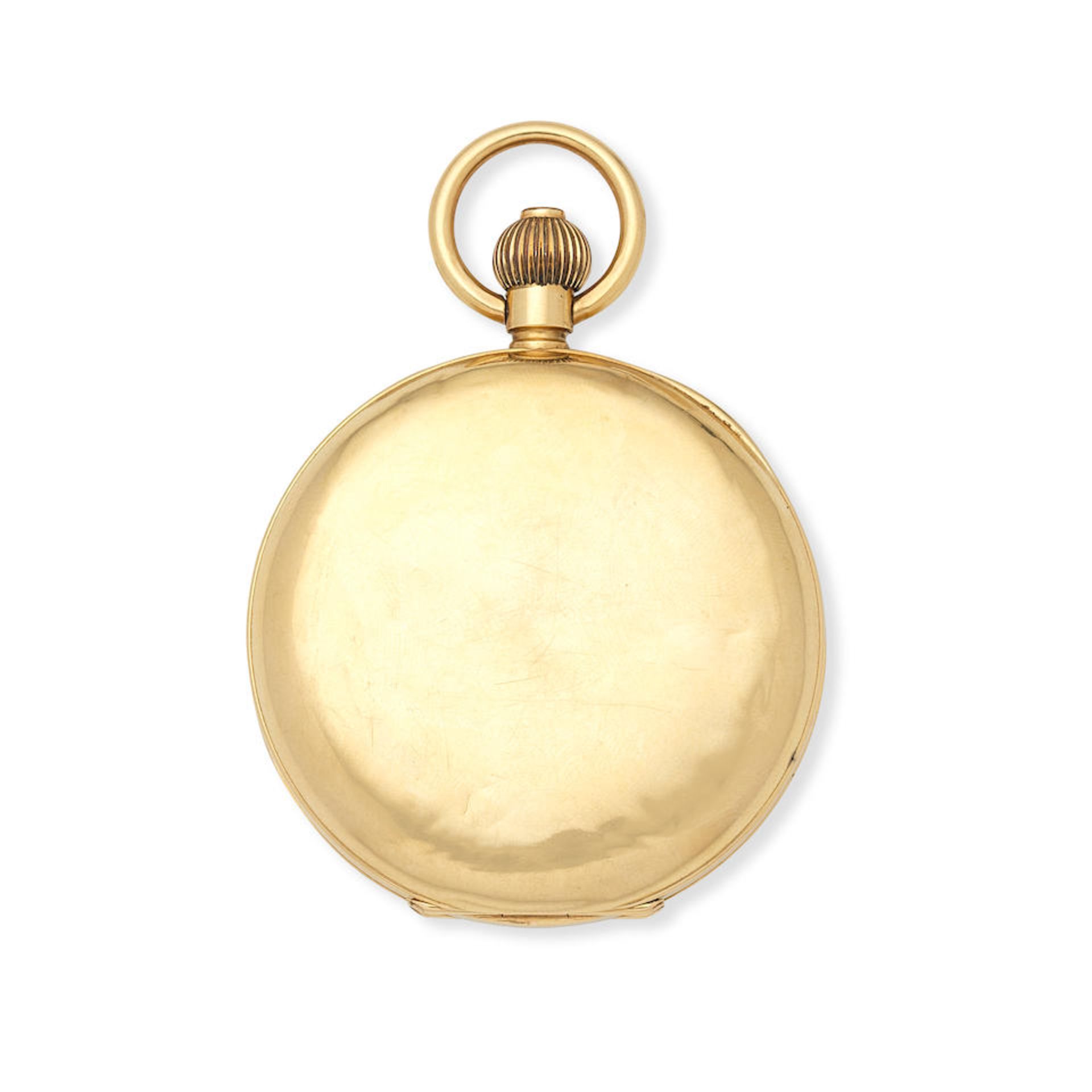 An 18K gold keyless wind open face chronograph pocket watch Circa 1900 - Bild 2 aus 3