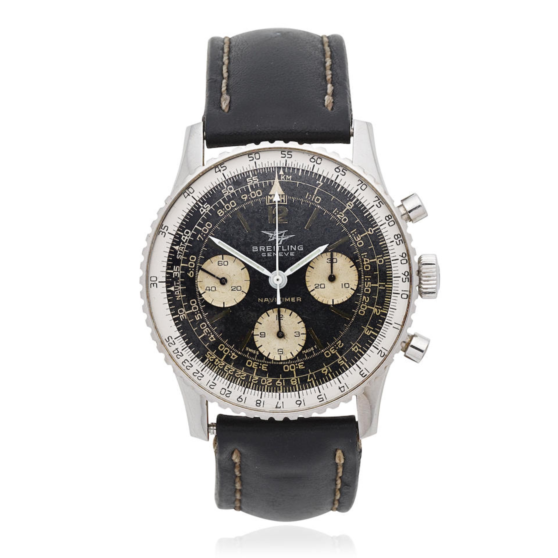 Breitling. A stainless steel manual wind chronograph wristwatch Navitimer, Ref: 806, Purchased ...