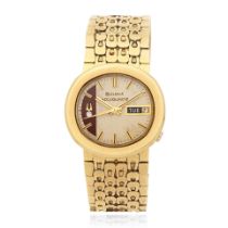 Bulova. An 18K gold quartz calendar bracelet watch Accuquartz, Circa 1975