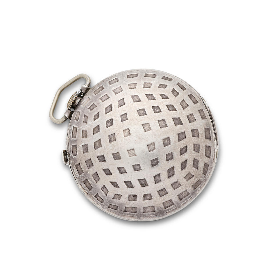 Talis Watch Co. A silver keyless wind full hunter pocket watch in the form of a golf ball Glasgo... - Image 2 of 5