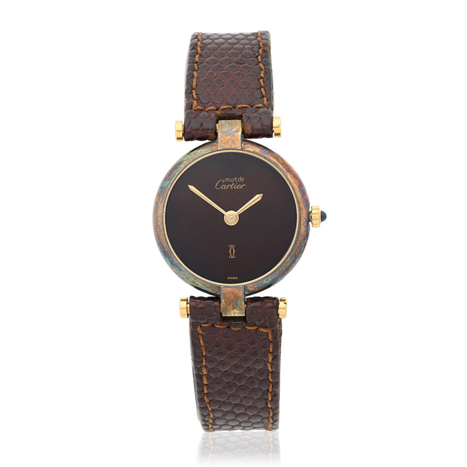 Cartier. A lady's silver gold plated quartz wristwatch Circa 1990