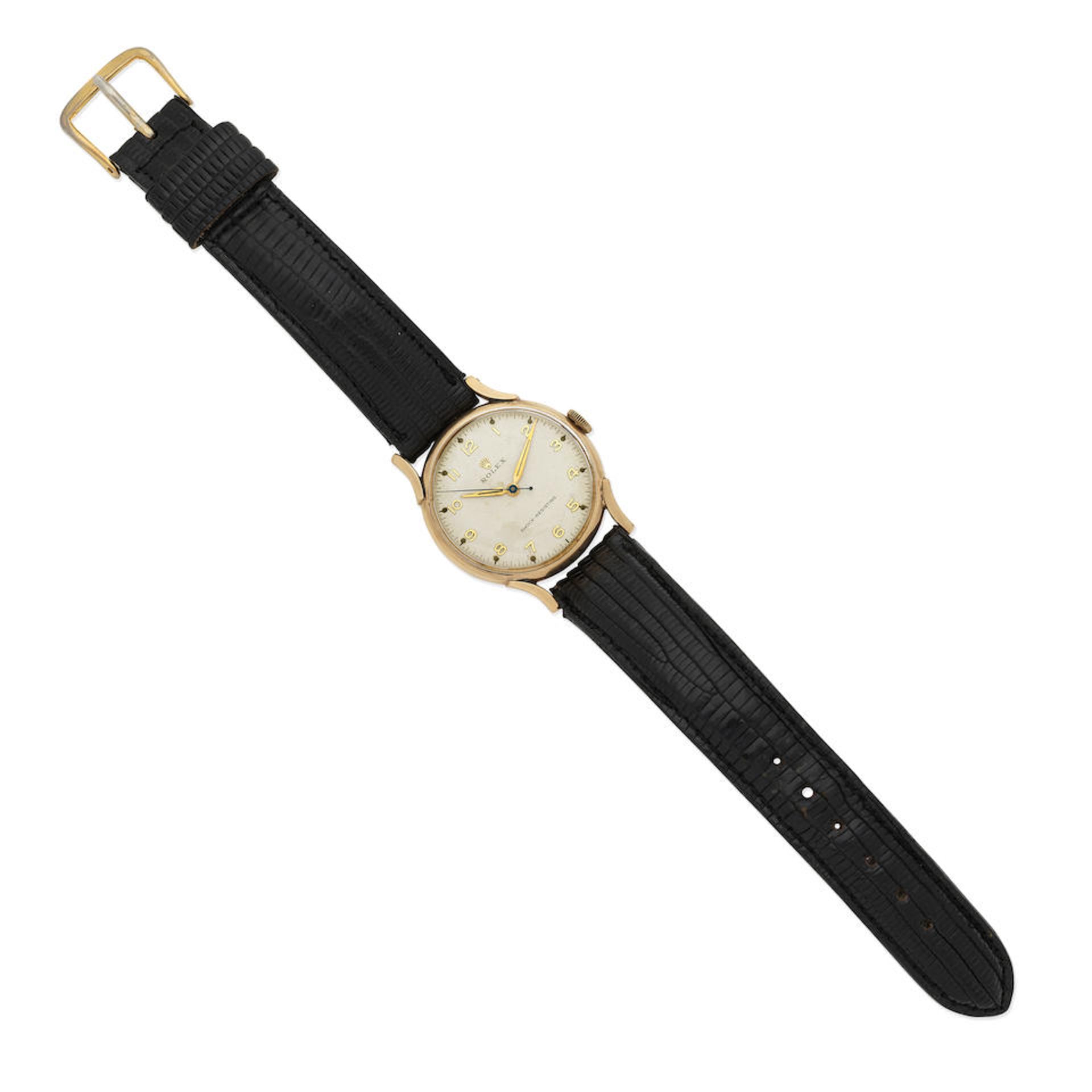 Rolex. A 9K gold manual wind wristwatch Ref: 12857, Birmingham Hallmark for 1954 - Image 5 of 5
