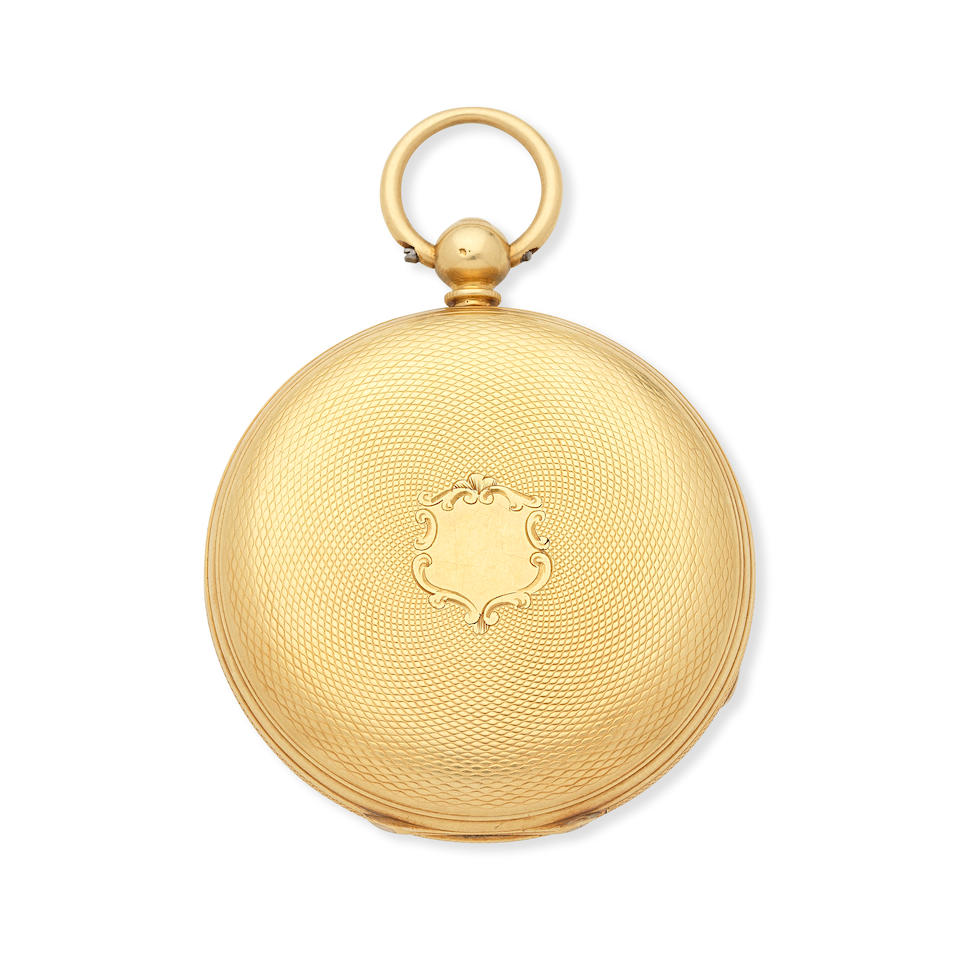 J. J Durrant. An 18K gold key wind open face pocket watch London Hallmark for 1862 - Image 2 of 3