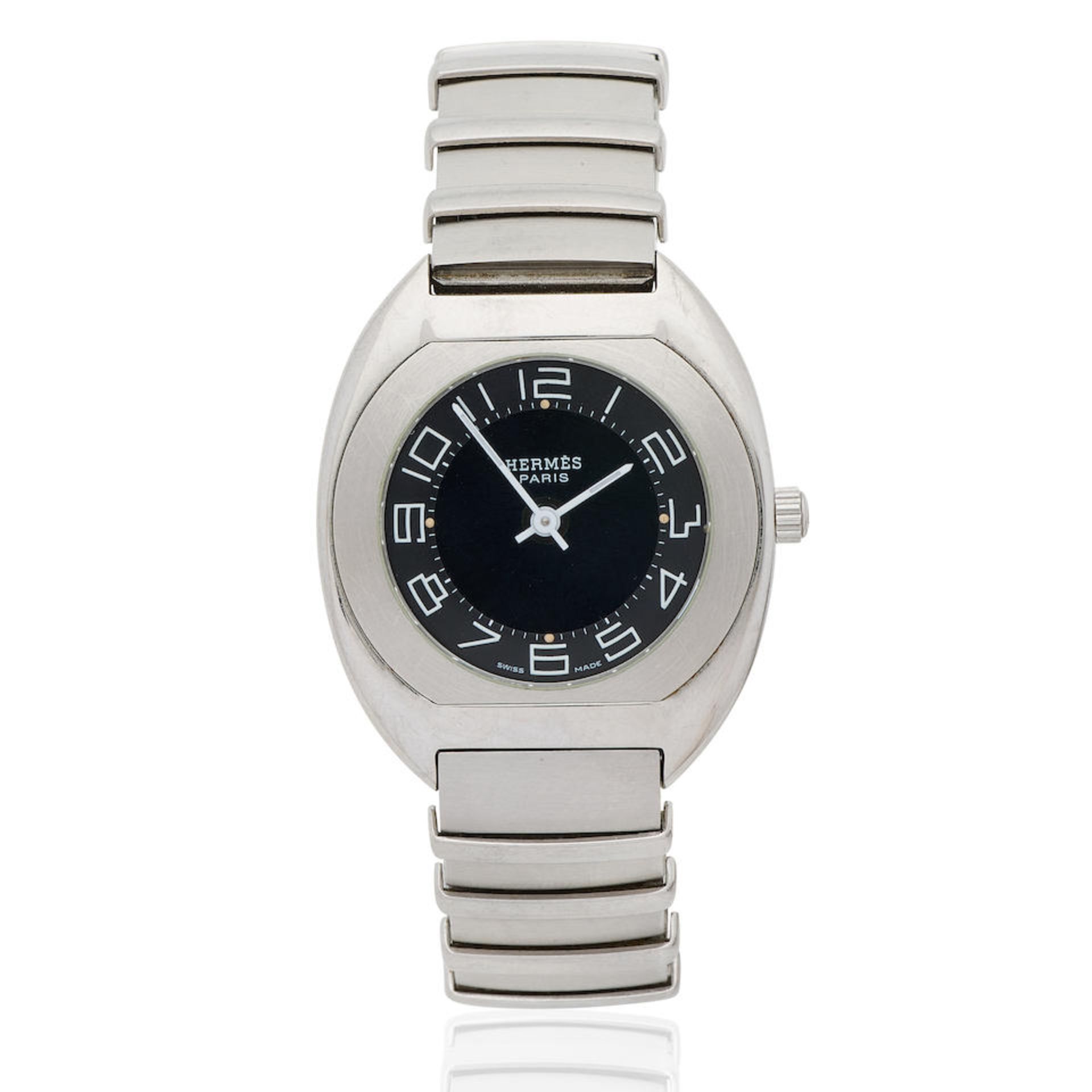 Hermès. A stainless steel quartz bracelet watch with digital display Espace, Ref: ES1.210,...