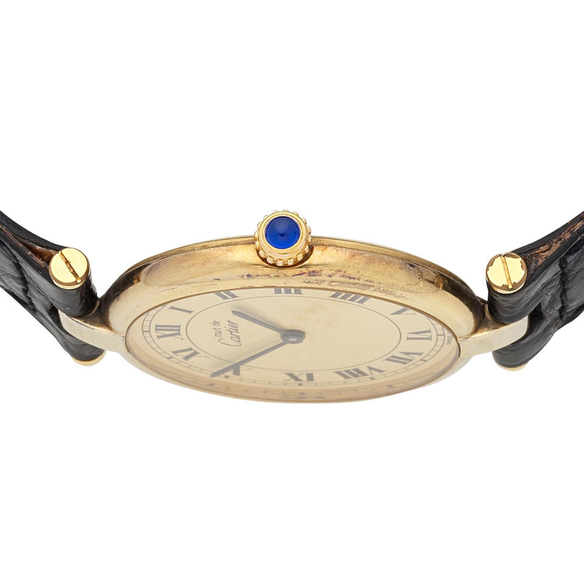 Cartier. A silver gold plated quartz wristwatch Vendome, Purchased 6th April 1985 - Bild 3 aus 5