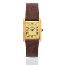 Cartier. A silver gold plated manual wind wristwatch Tank, Must de, Circa 1990
