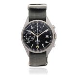 CWC. A stainless steel military manual wind calendar chronograph wristwatch Circa 1990