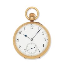 G.L Kirby, Market Place, Leicester. An 18K gold keyless wind open face pocket watch Chester Hall...