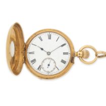 J.W Potter, Kensington. An 18K gold keyless wind half hunter pocket watch with 18K gold chain Lo...