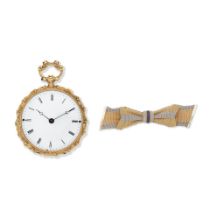 Beautte, Geneve. A continental gold and enamel key wind open face pocket watch with two colour g...