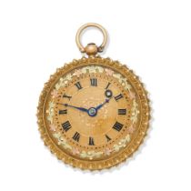 Bordier Freres, Geneve. A continental gold and enamel key wind open face pocket watch Circa 1830