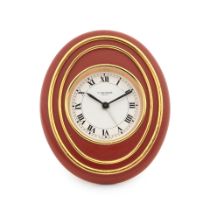 Cartier. A gilt brass desk clock with alarm Ref: 7511, Circa 1990
