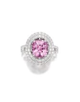 PINK SPINEL AND DIAMOND RING