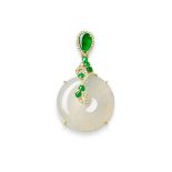 ICY JADEITE 'HUAIGU', JADEITE AND DIAMOND PENDANT