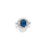 COBALT BLUE SPINEL AND DIAMOND RING