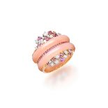 MAGENTA: PAIR OF PINK OPAL 'ABACUS' BANDS, GEM-SET AND DIAMOND RING (3)