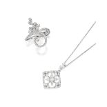 DIAMOND RING AND PENDANT NECKLACE SET (2)