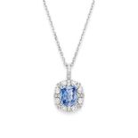 SAPPHIRE AND DIAMOND PENDANT NECKLACE